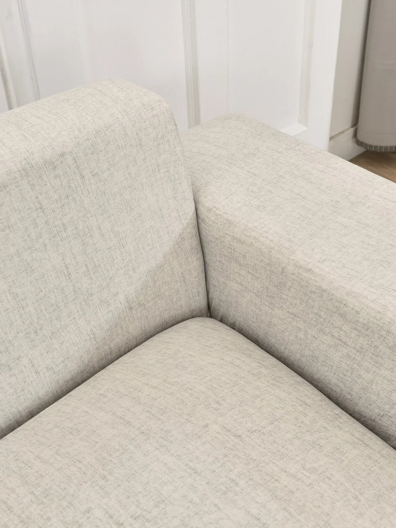 Corner Sofa Cover - Cross pattern - Egg shell - Adaptable & Expandable - Image 4