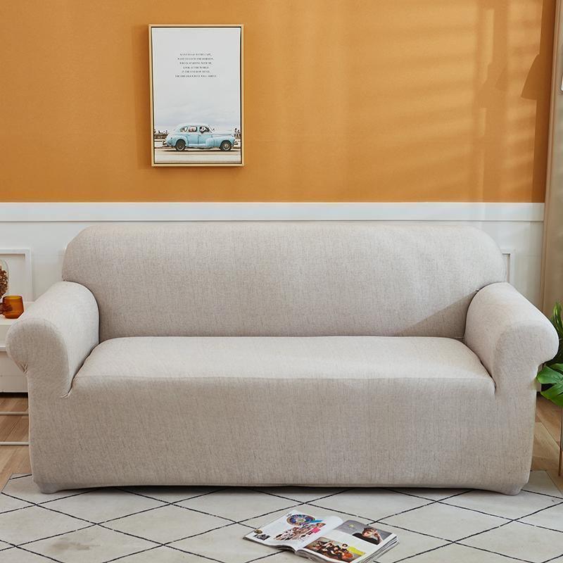 Sofa Cover - Cross pattern - Egg shell - Adaptable & Expandable - Image 5