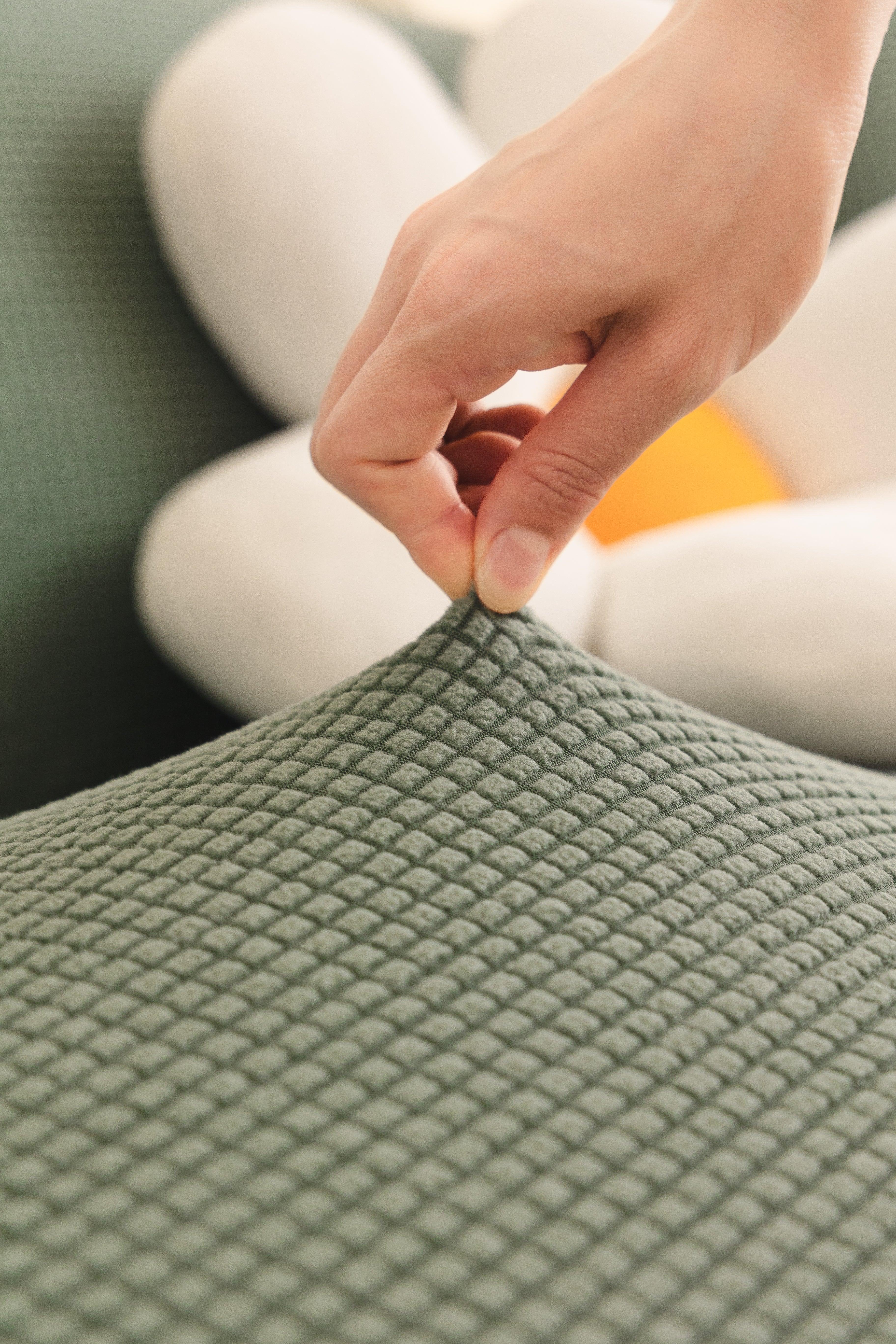 Sofa Cover - Narrow Jacquard - Light Green - Adaptable & Expandable - Image 3