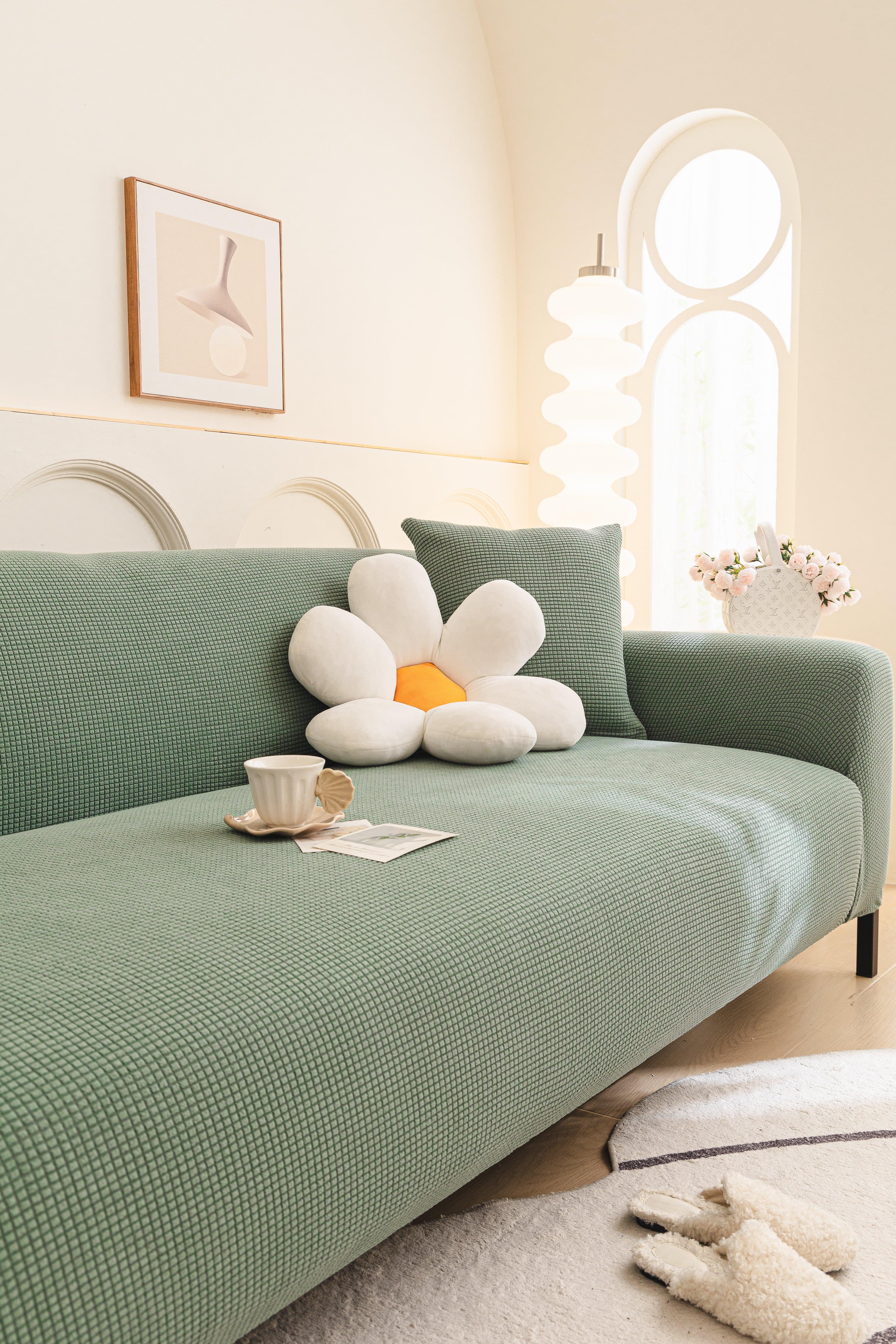 Sofa Cover - Narrow Jacquard - Light Green - Adaptable & Expandable - Image 4