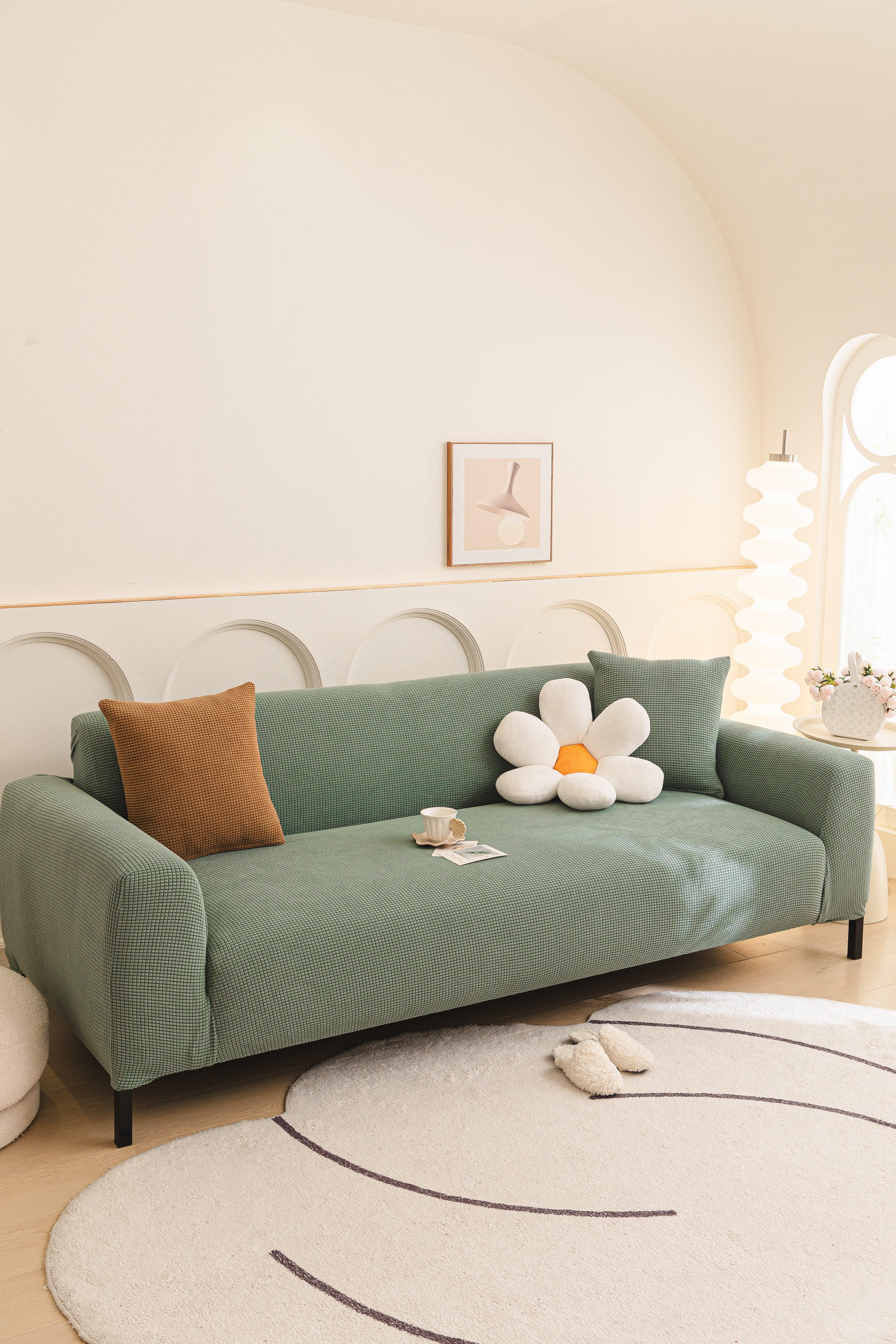 Sofa Cover - Narrow Jacquard - Light Green - Adaptable & Expandable - Image 7