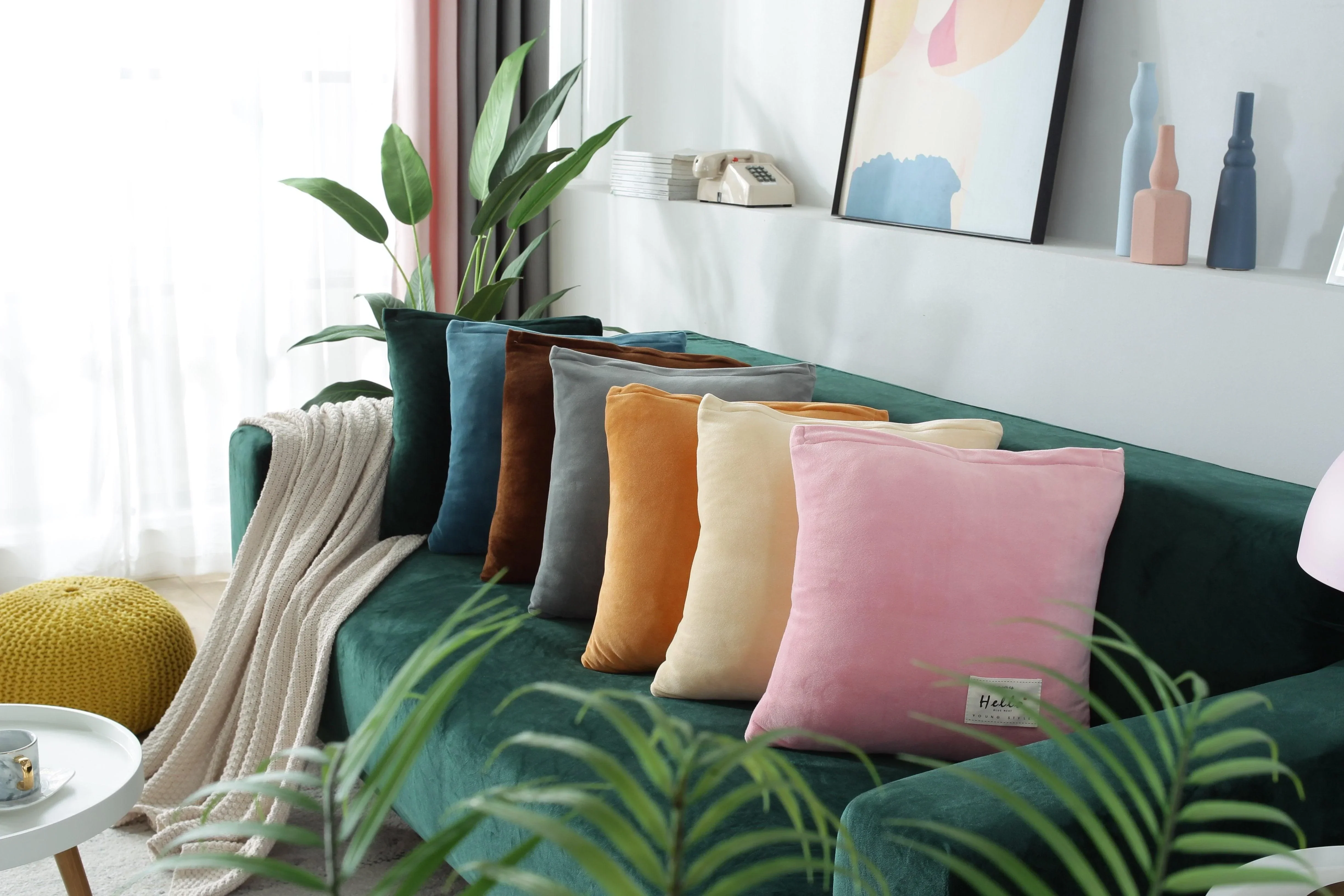 Sofa Cover - Velvet - Dark Green - Adaptable & Expandable - Image 6