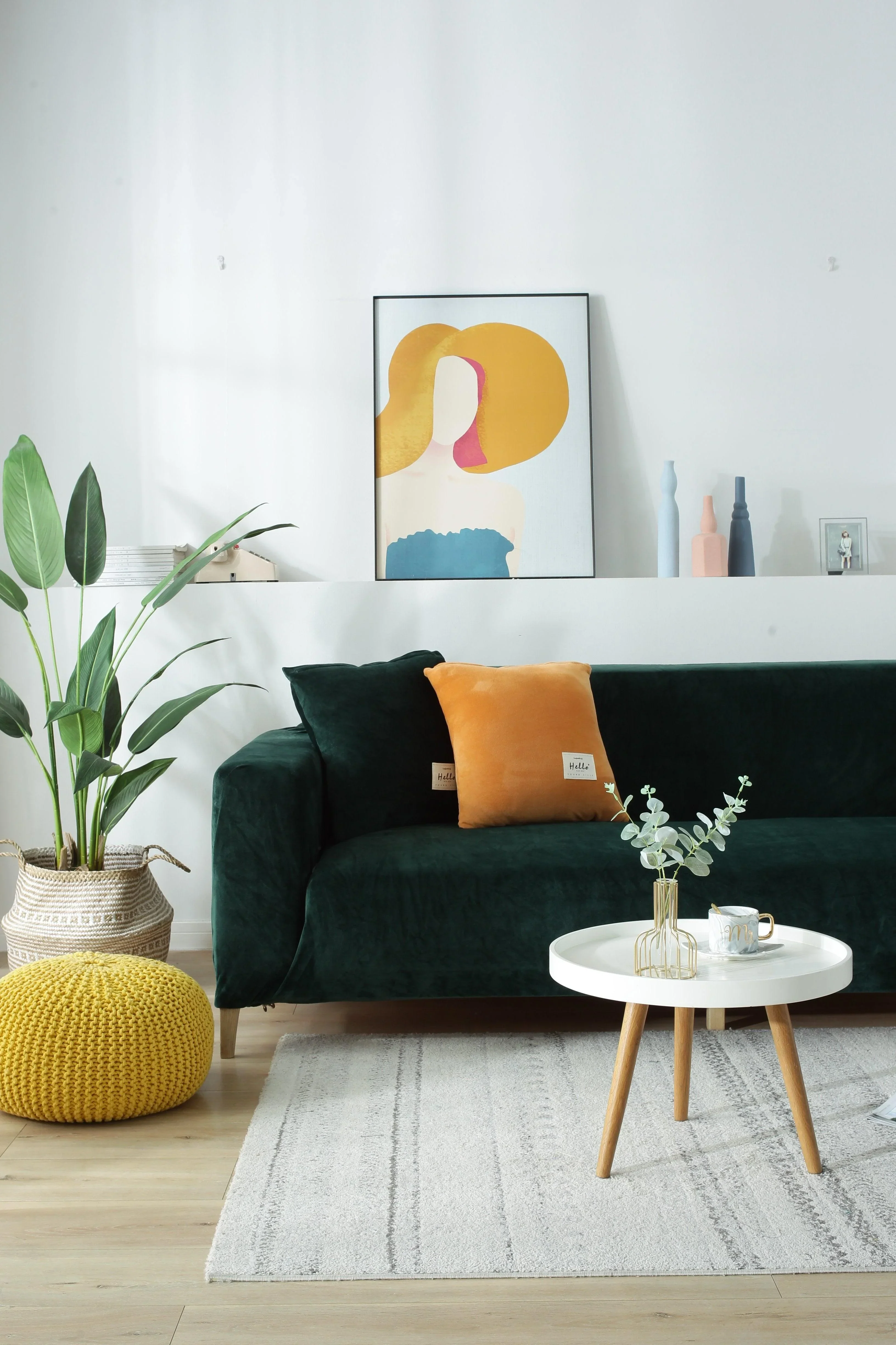 Sofa Cover - Velvet - Dark Green - Adaptable & Expandable - Image 9