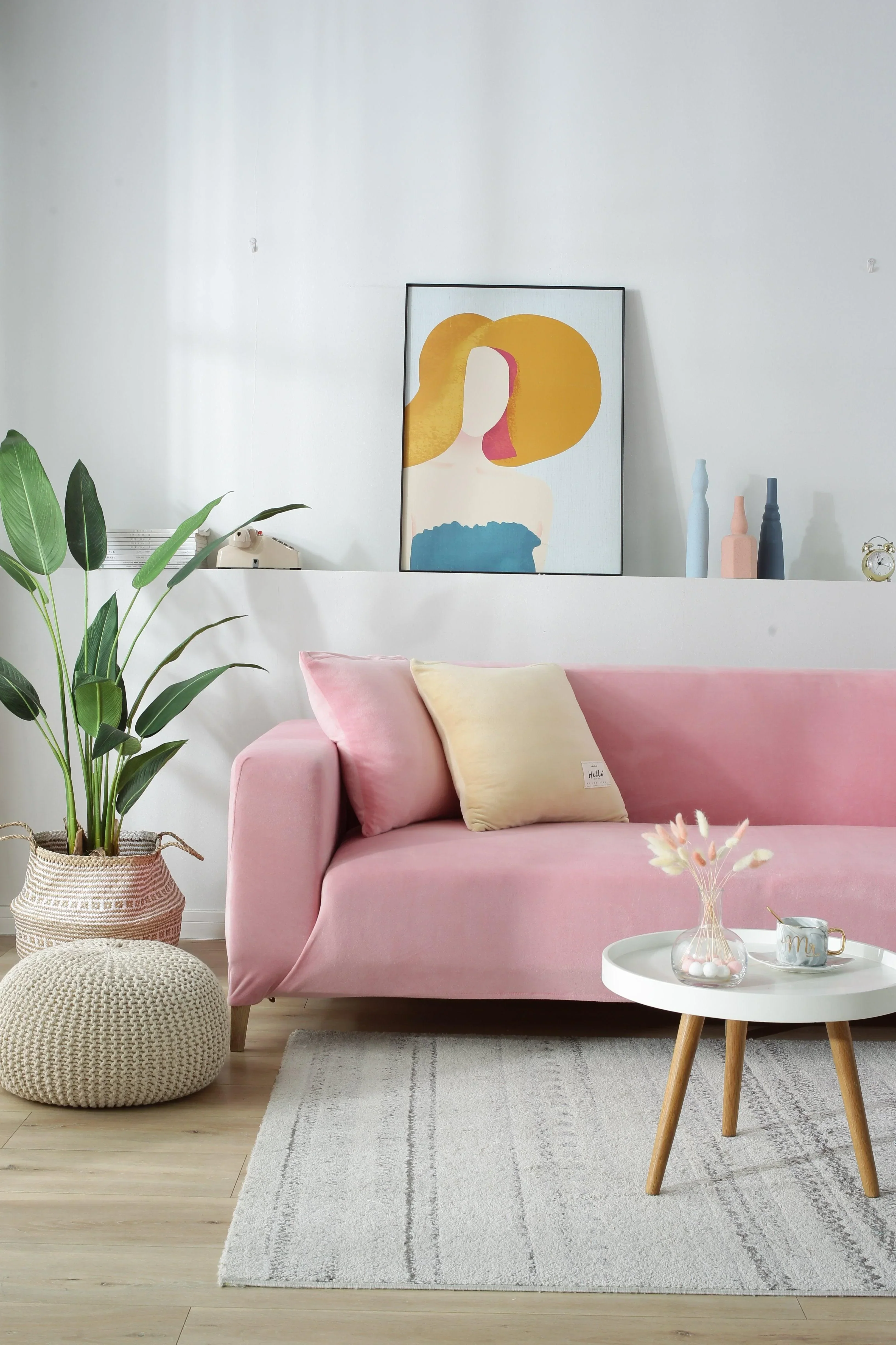 Sofa Cover - Velvet - Pink - Adaptable & Expandable - Image 5