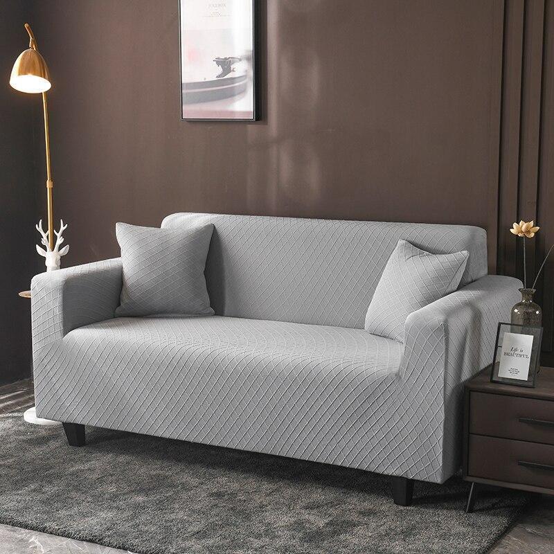 Sofa Cover - Wide Jacquard - Light Concrete Grey - Adaptable & Expandable - Image 3